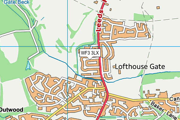 WF3 3LX map - OS VectorMap District (Ordnance Survey)