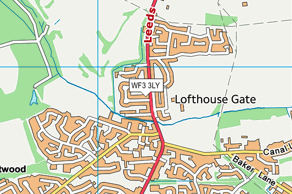 WF3 3LY map - OS VectorMap District (Ordnance Survey)