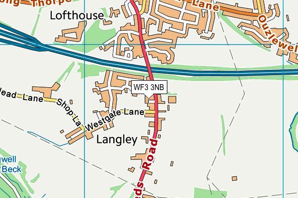 WF3 3NB map - OS VectorMap District (Ordnance Survey)