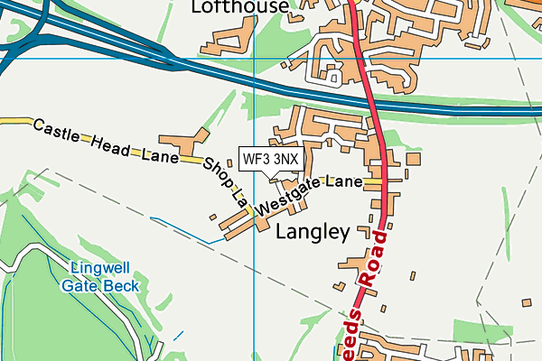 WF3 3NX map - OS VectorMap District (Ordnance Survey)