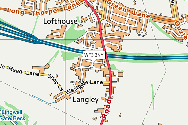 WF3 3NY map - OS VectorMap District (Ordnance Survey)