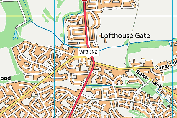 WF3 3NZ map - OS VectorMap District (Ordnance Survey)