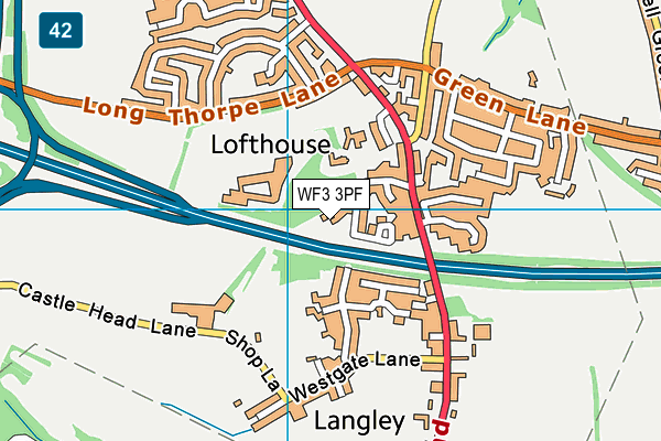 WF3 3PF map - OS VectorMap District (Ordnance Survey)