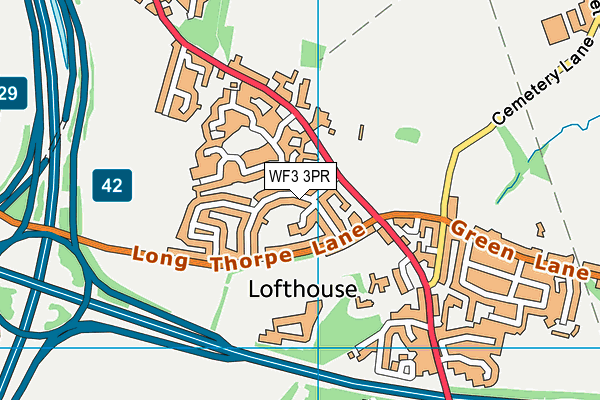 WF3 3PR map - OS VectorMap District (Ordnance Survey)