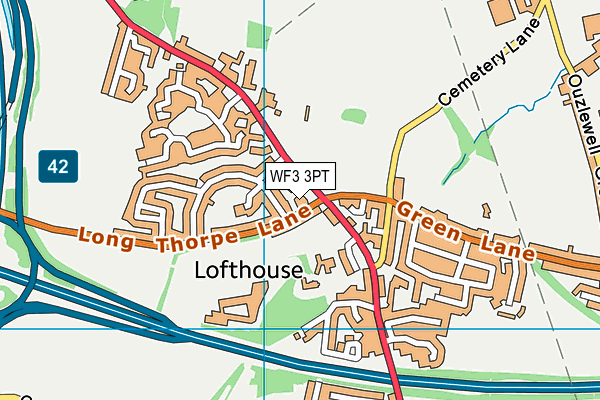 WF3 3PT map - OS VectorMap District (Ordnance Survey)