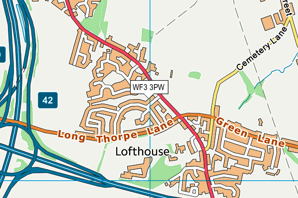 WF3 3PW map - OS VectorMap District (Ordnance Survey)