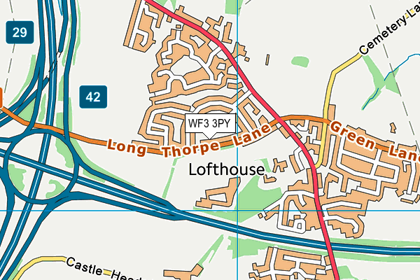 WF3 3PY map - OS VectorMap District (Ordnance Survey)