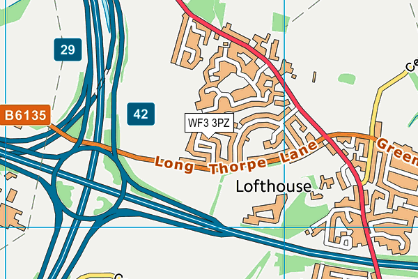 WF3 3PZ map - OS VectorMap District (Ordnance Survey)