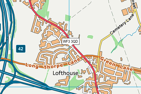 WF3 3QD map - OS VectorMap District (Ordnance Survey)