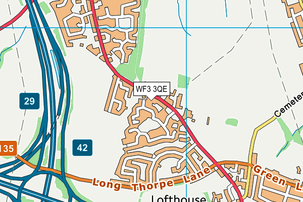 WF3 3QE map - OS VectorMap District (Ordnance Survey)