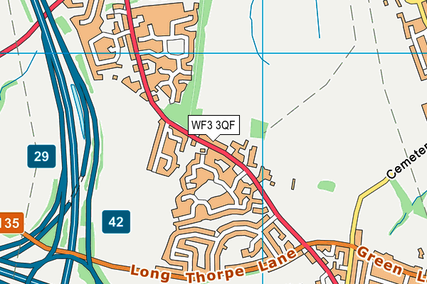 WF3 3QF map - OS VectorMap District (Ordnance Survey)