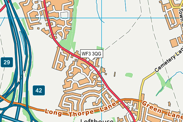 WF3 3QG map - OS VectorMap District (Ordnance Survey)