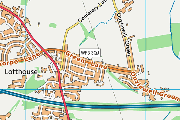 WF3 3QJ map - OS VectorMap District (Ordnance Survey)