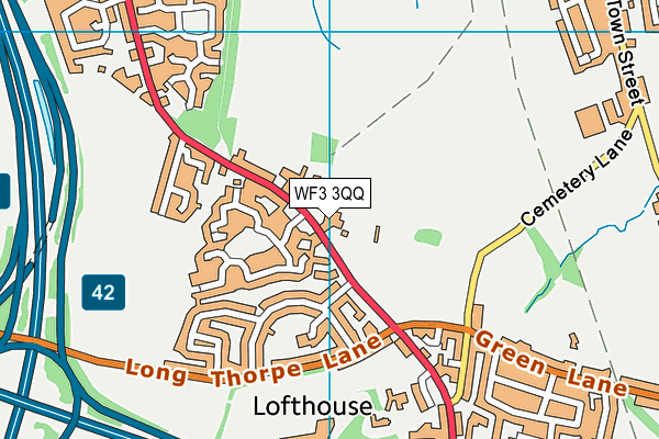 WF3 3QQ map - OS VectorMap District (Ordnance Survey)