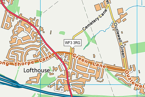 WF3 3RG map - OS VectorMap District (Ordnance Survey)