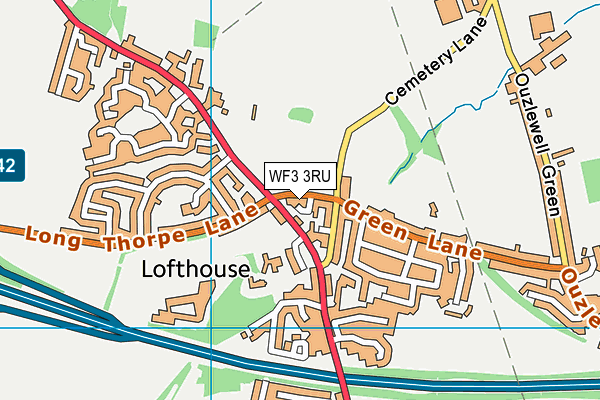 WF3 3RU map - OS VectorMap District (Ordnance Survey)