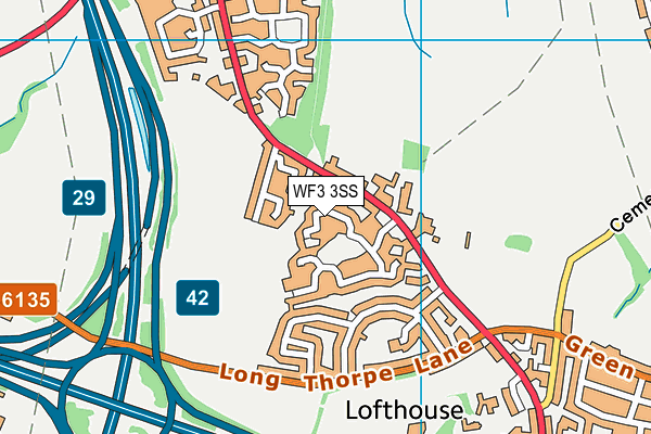 WF3 3SS map - OS VectorMap District (Ordnance Survey)