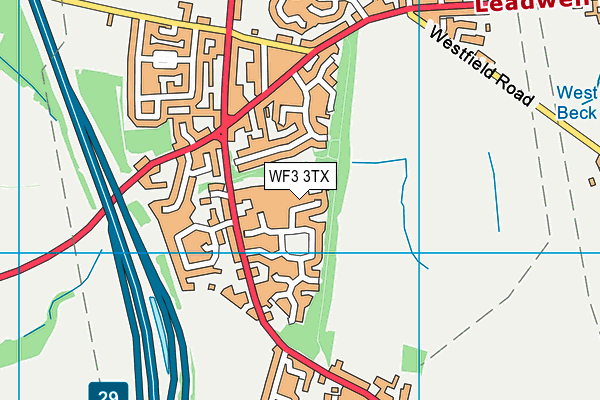 WF3 3TX map - OS VectorMap District (Ordnance Survey)