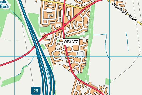 WF3 3TZ map - OS VectorMap District (Ordnance Survey)