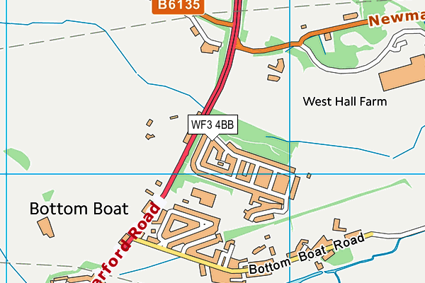 WF3 4BB map - OS VectorMap District (Ordnance Survey)