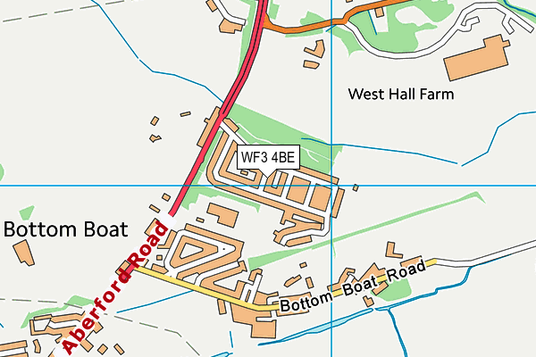 WF3 4BE map - OS VectorMap District (Ordnance Survey)