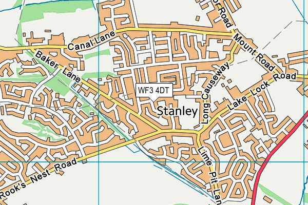 WF3 4DT map - OS VectorMap District (Ordnance Survey)