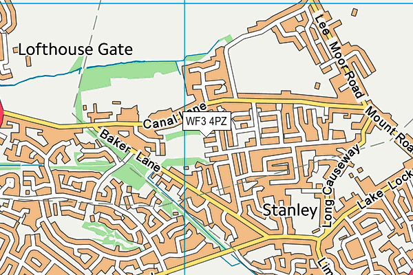 WF3 4PZ map - OS VectorMap District (Ordnance Survey)