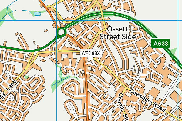 WF5 8BX map - OS VectorMap District (Ordnance Survey)