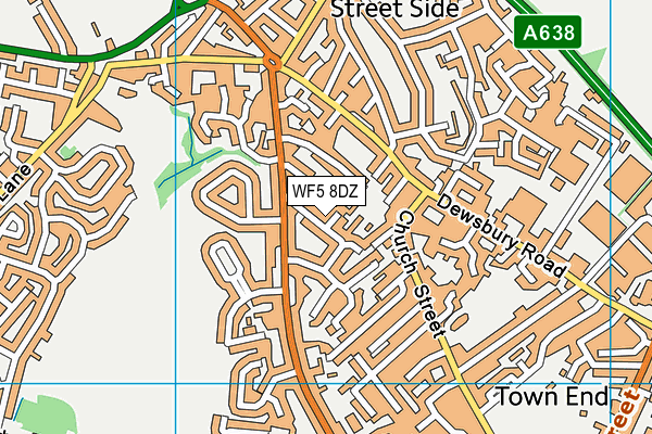 WF5 8DZ map - OS VectorMap District (Ordnance Survey)