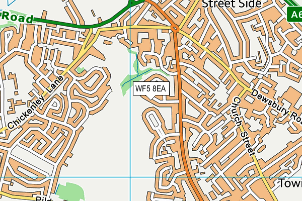 WF5 8EA map - OS VectorMap District (Ordnance Survey)