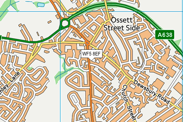 WF5 8EF map - OS VectorMap District (Ordnance Survey)