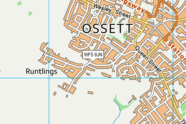 WF5 8JN map - OS VectorMap District (Ordnance Survey)