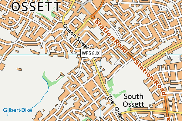 WF5 8JX map - OS VectorMap District (Ordnance Survey)