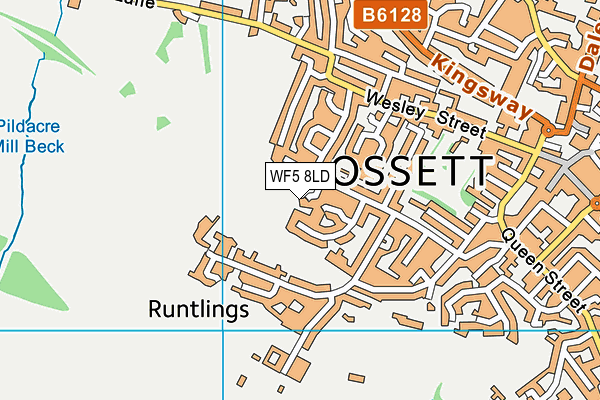 WF5 8LD map - OS VectorMap District (Ordnance Survey)