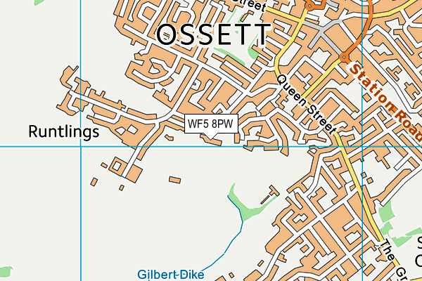 WF5 8PW map - OS VectorMap District (Ordnance Survey)