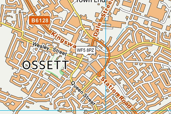 WF5 8PZ map - OS VectorMap District (Ordnance Survey)