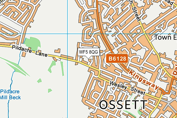 WF5 8QG map - OS VectorMap District (Ordnance Survey)