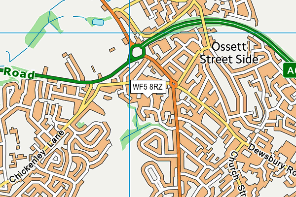 WF5 8RZ map - OS VectorMap District (Ordnance Survey)