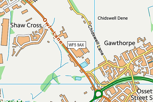 WF5 9AX map - OS VectorMap District (Ordnance Survey)