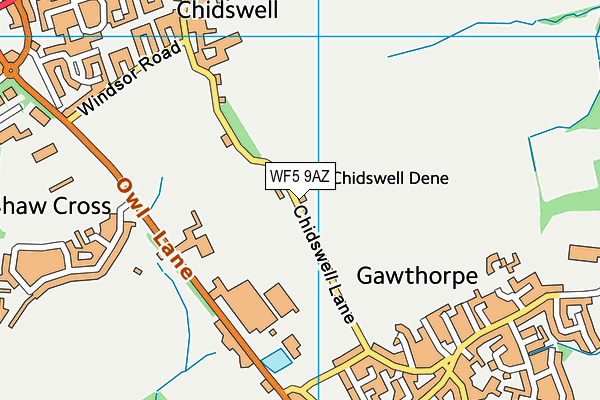 Gawthorpe Recreation Ground map (WF5 9AZ) - OS VectorMap District (Ordnance Survey)