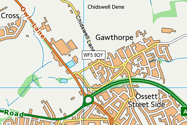 WF5 9QY map - OS VectorMap District (Ordnance Survey)