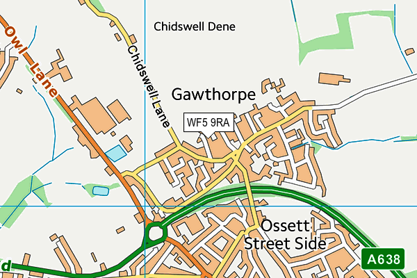 WF5 9RA map - OS VectorMap District (Ordnance Survey)