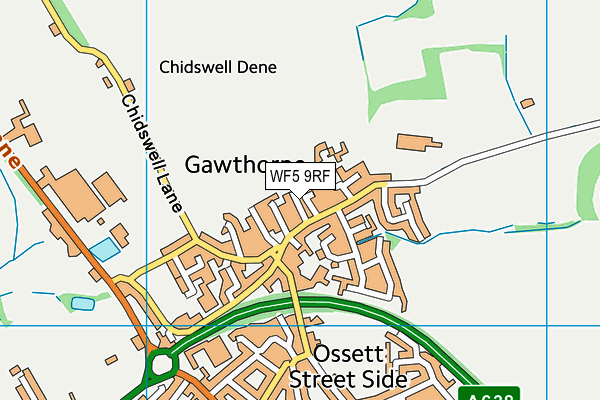 WF5 9RF map - OS VectorMap District (Ordnance Survey)