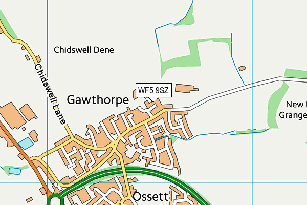 WF5 9SZ map - OS VectorMap District (Ordnance Survey)