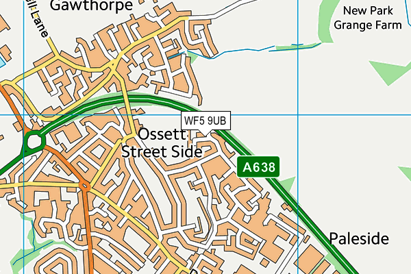 WF5 9UB map - OS VectorMap District (Ordnance Survey)