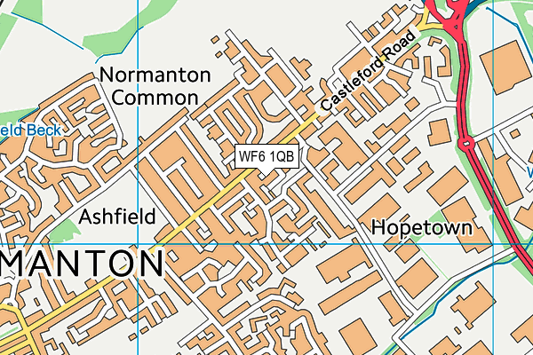 WF6 1QB map - OS VectorMap District (Ordnance Survey)