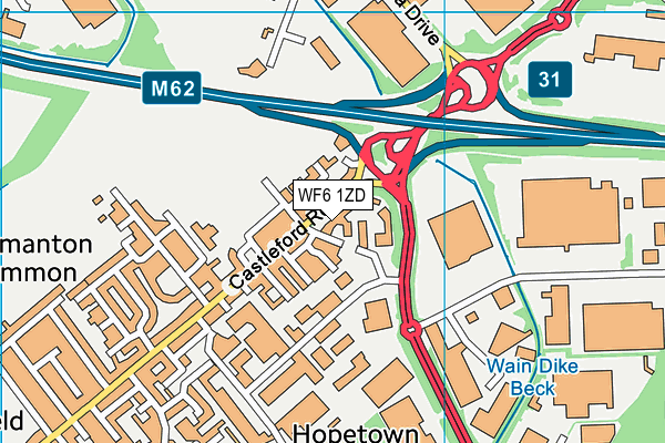 WF6 1ZD map - OS VectorMap District (Ordnance Survey)