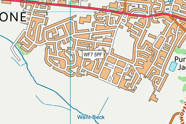 WF7 5PF map - OS VectorMap District (Ordnance Survey)
