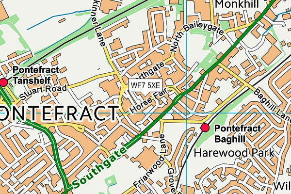 WF7 5XE map - OS VectorMap District (Ordnance Survey)