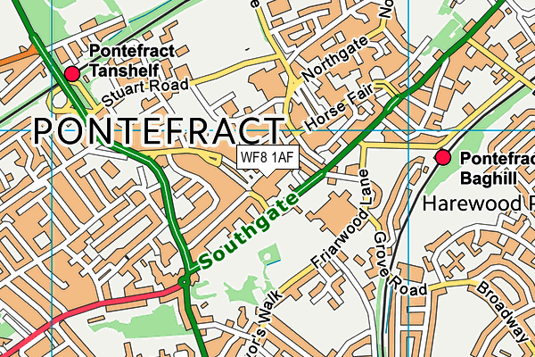 WF8 1AF map - OS VectorMap District (Ordnance Survey)